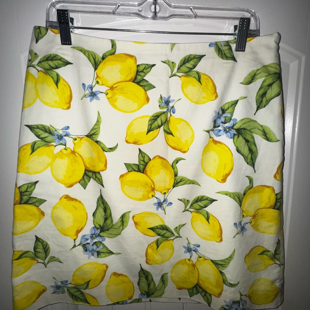 Talbots Lemon Print Pencil Skirt - Yellow and White